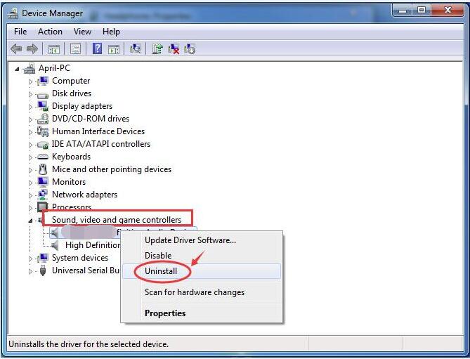 download and install audio output device driver for windows 7